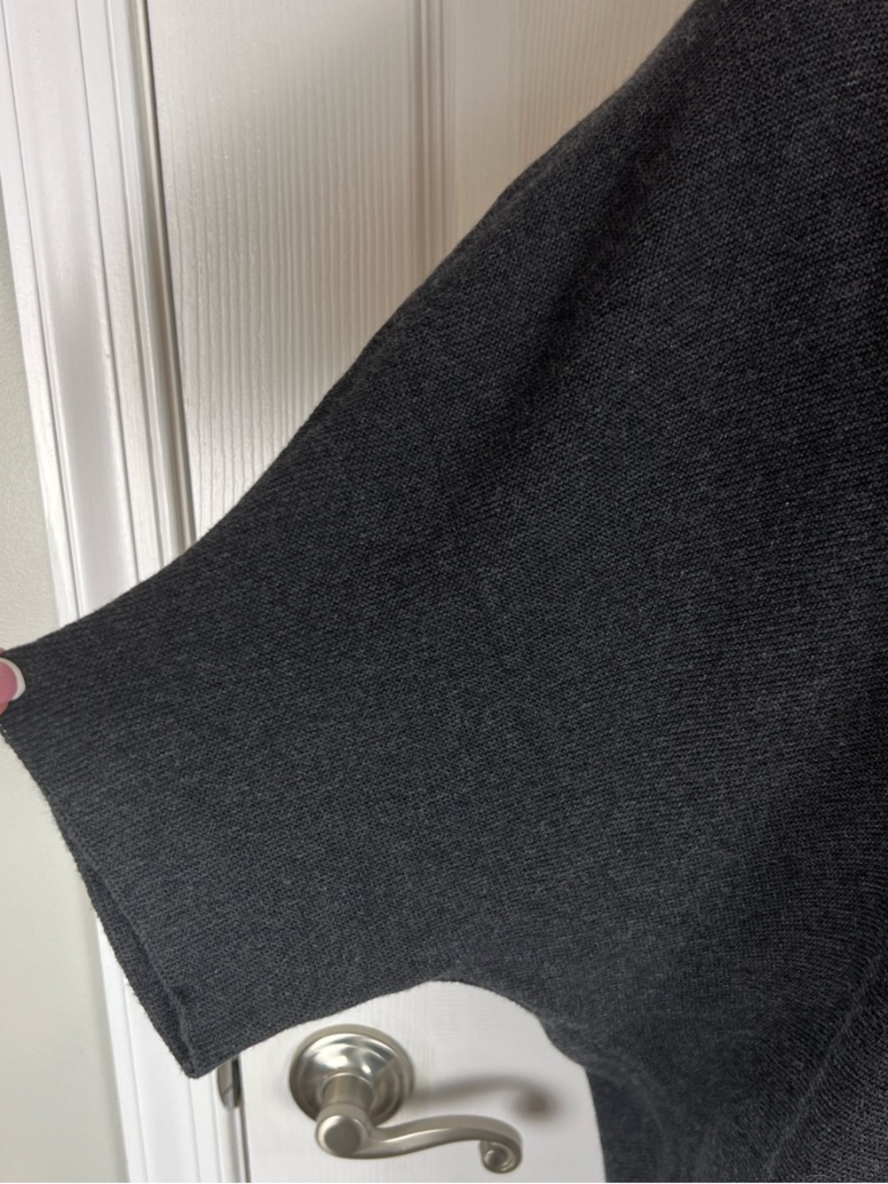 Quince lightweight cotton cashmere dolman sleeve sweater Heather charcoal L - Picture 5 of 9